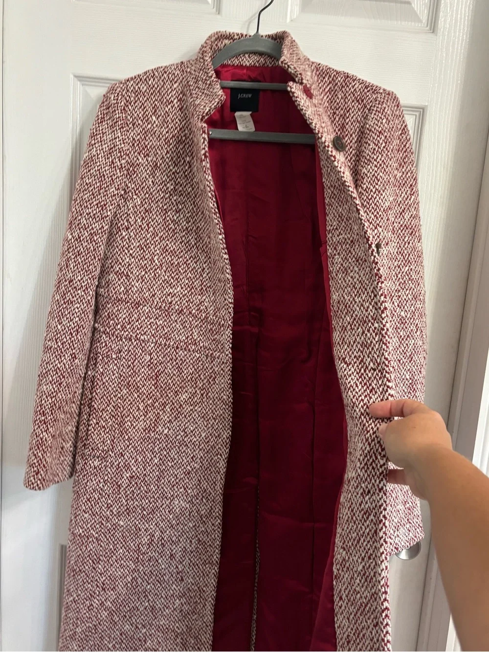 J. Crew Pink Blend Tweed Long Sleeve Coat Dress